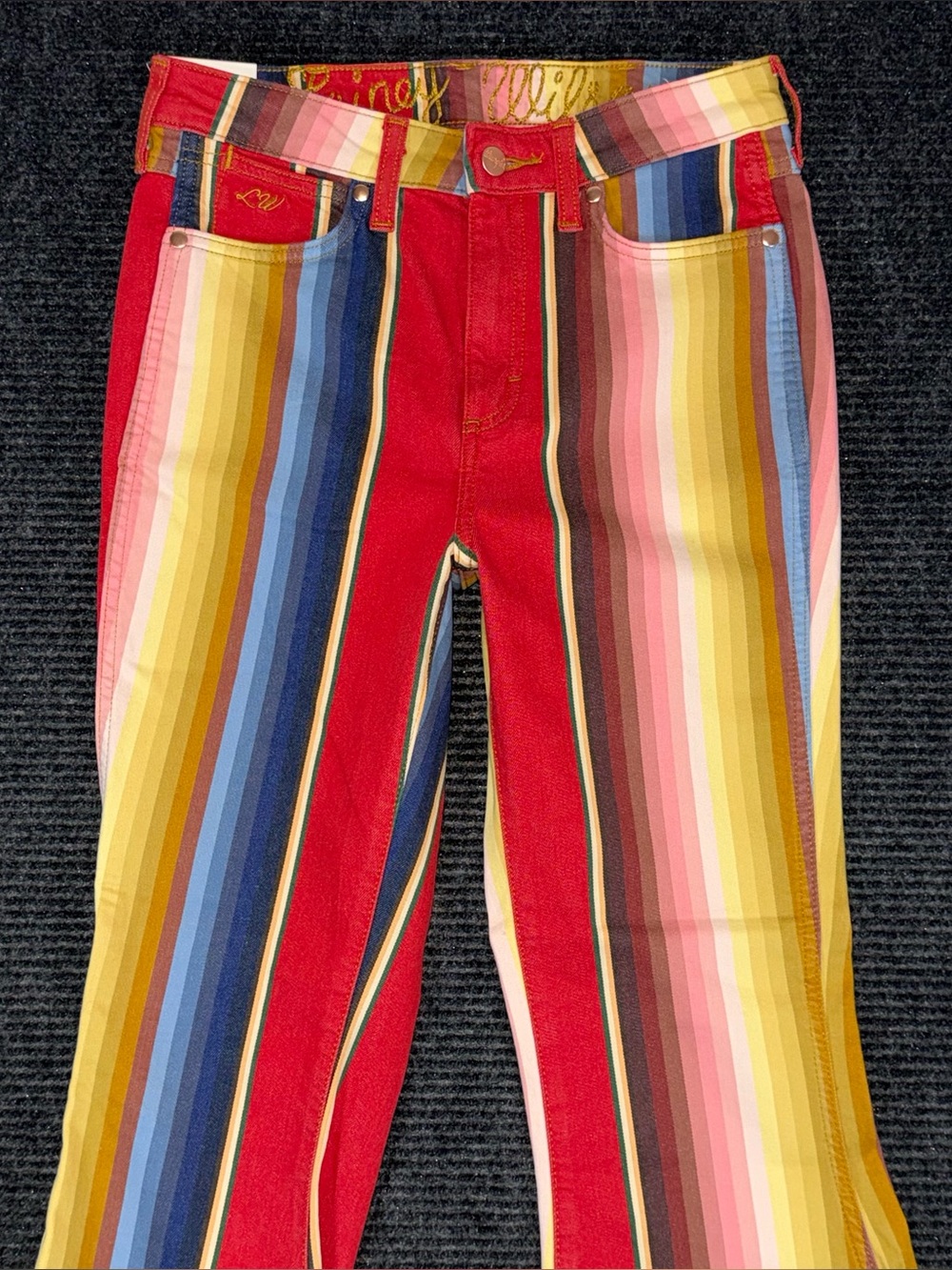 Free People NWT Wrangler x Lainey Wilson Rodeo Ben Stripe Flare Jeans Sz 27x32 - Picture 4 of 10